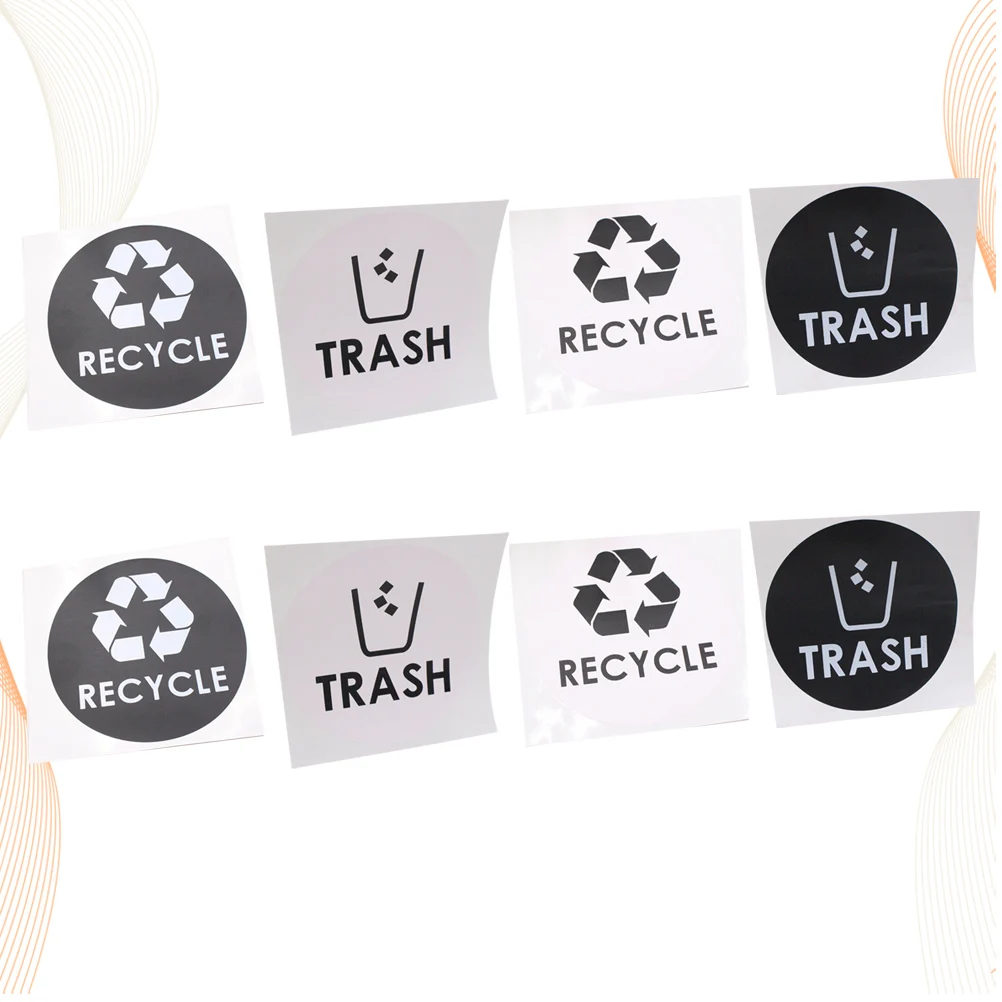 

8 Pcs Garbage Sorting Stickers Recycling Adhesive Trash Can Label Sign Cans Signs Decal Optional