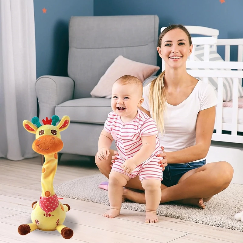Dancing Talking Giraffe Toy, Stuffed Animal Baby Toy Repeating What You Say, Glowing Musical Giraffe With Children's Songs Gifts