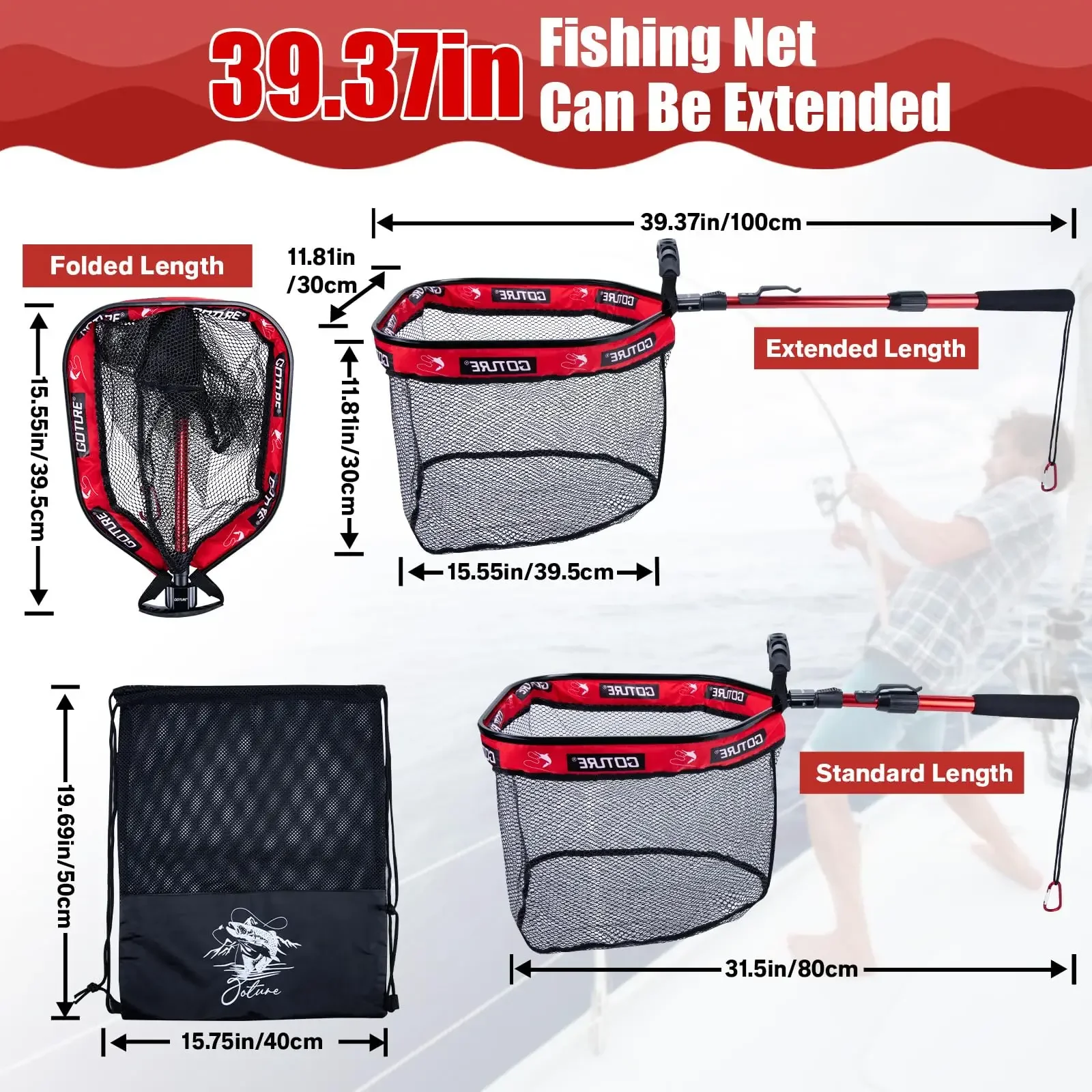 Retractable Fishing Catch Net, Portable Collapsible Landing Net with Lightweight Aluminum Shaft, Soft Fish-Friendly Mesh