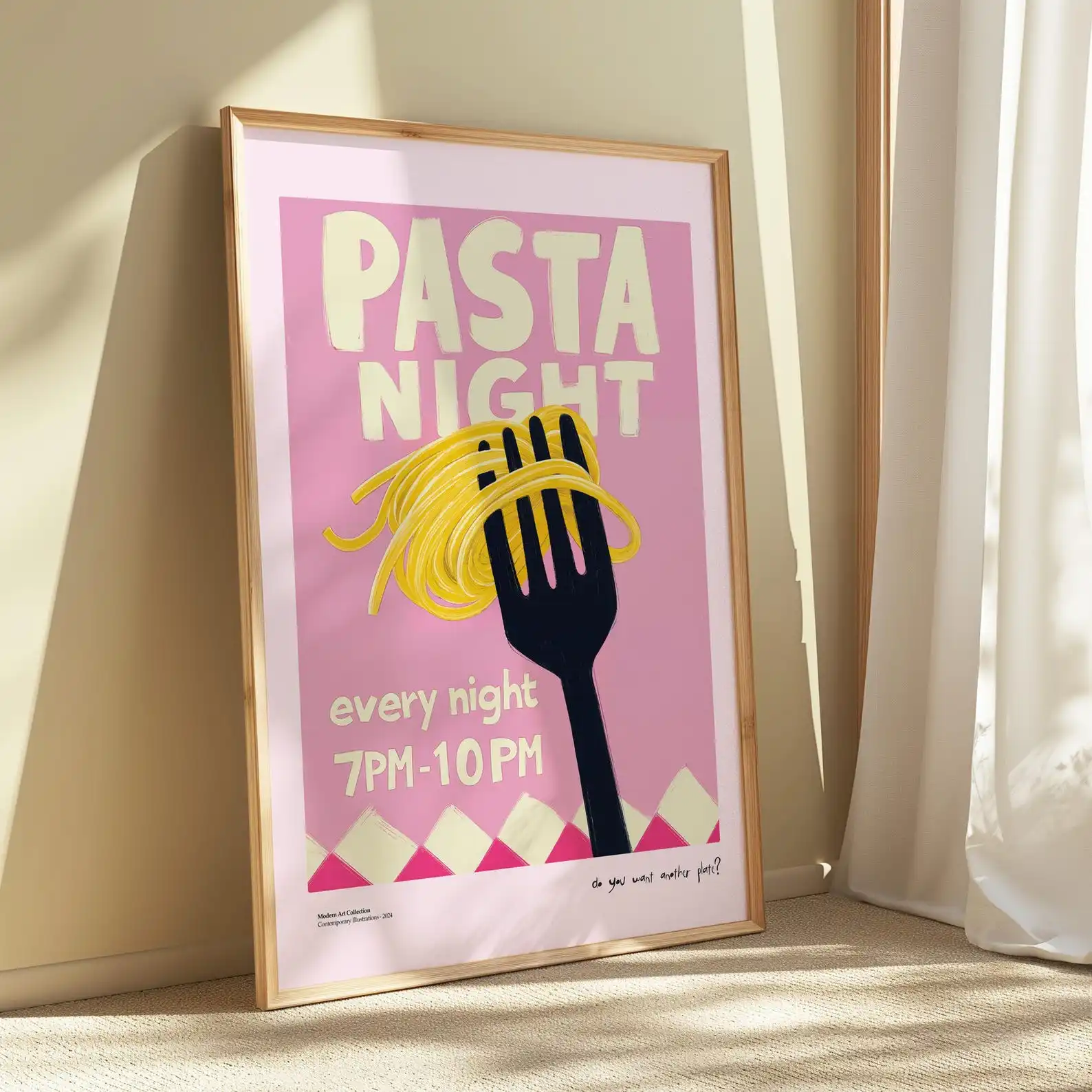 Pasta-Nacht Leinwand-Poster Minimalistische Küchen-Wandkunst Moderne Lebensmittel-Illustration Leinwanddruck für Esszimmer Heim-Dekor Drucke