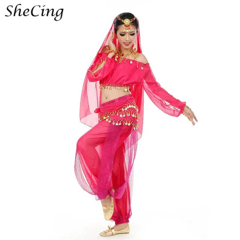 المرأة الرقص الشرقي الترتر الأعلى مع سراويلي حريمي بنطلون زي مجموعة ملابس الرقص العربية مرحلة الحفلات بوليوود ممارسة الزي #1