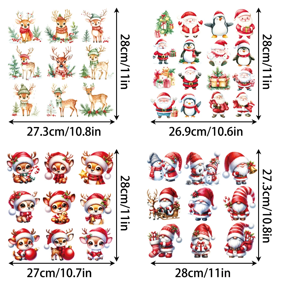 Christmas Fawn, Santa Claus Pattern Heat Transfer Sticker DIY Hot Paint Paste Heat Transfer Paste Ironing Clothing Accessories