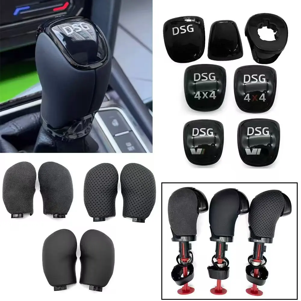 Für Skoda Octavia Superb Fabia Yeti DSG 4X4 VIRS Schaltknauf Perforierte Leder-Seitenabdeckung Innenausstattung Zubehör – Detail 1