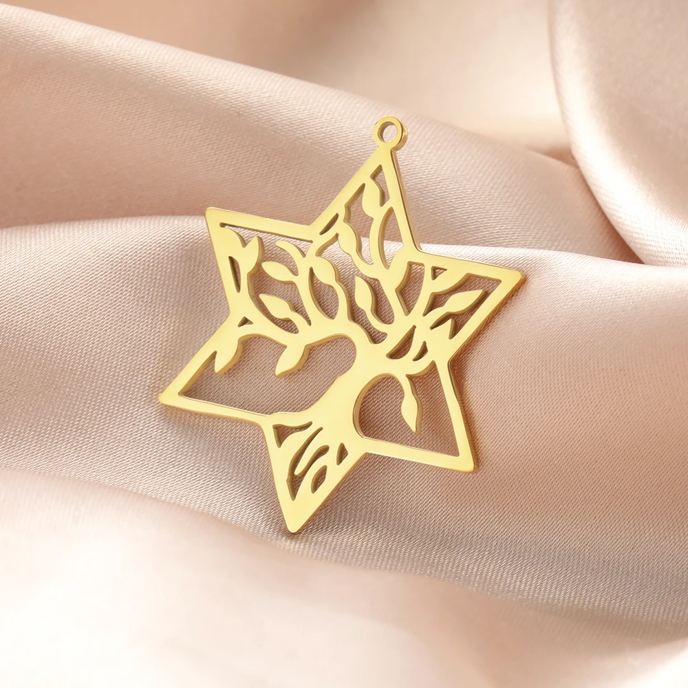 داوابارا شجرة الحياة قلادة لصنع المجوهرات الويكا سلتكس الهلال القمر DNA شجرة قلادة الفولاذ المقاوم للصدأ الملحقات