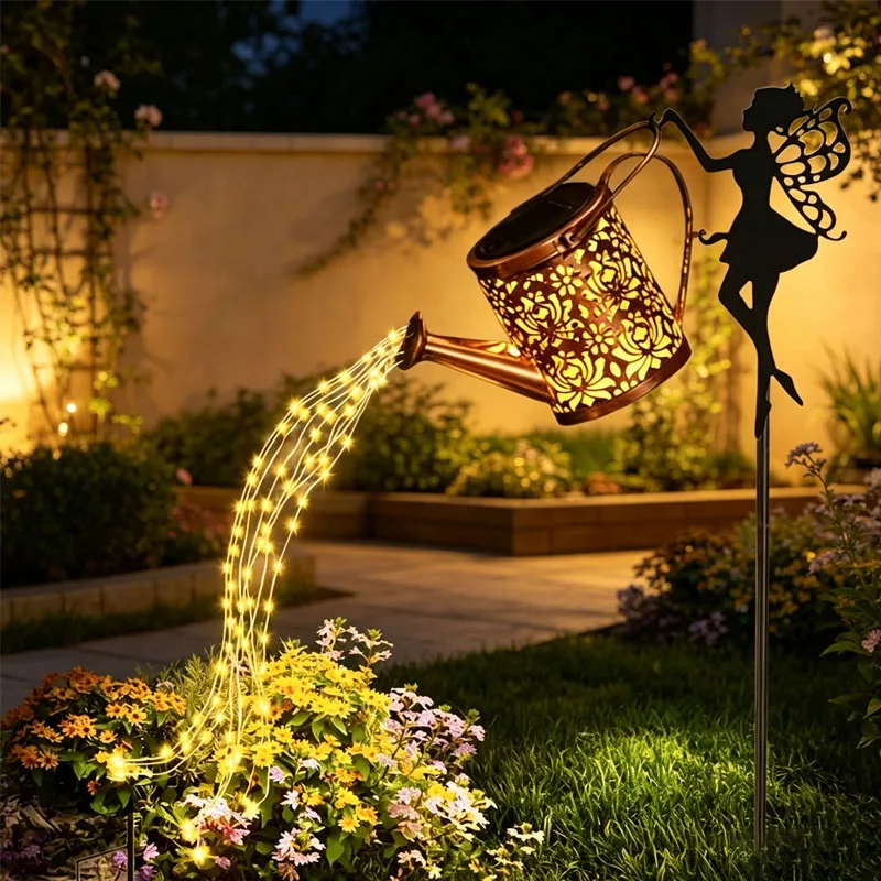 Solar Fairy Watering Can Lights Waterproof, Solar Lights Outdoor Decorative Garden Decor Metal Hanging Lights for Outside Patio Pathway Yard, Christmas Birthday Gardening Gifts