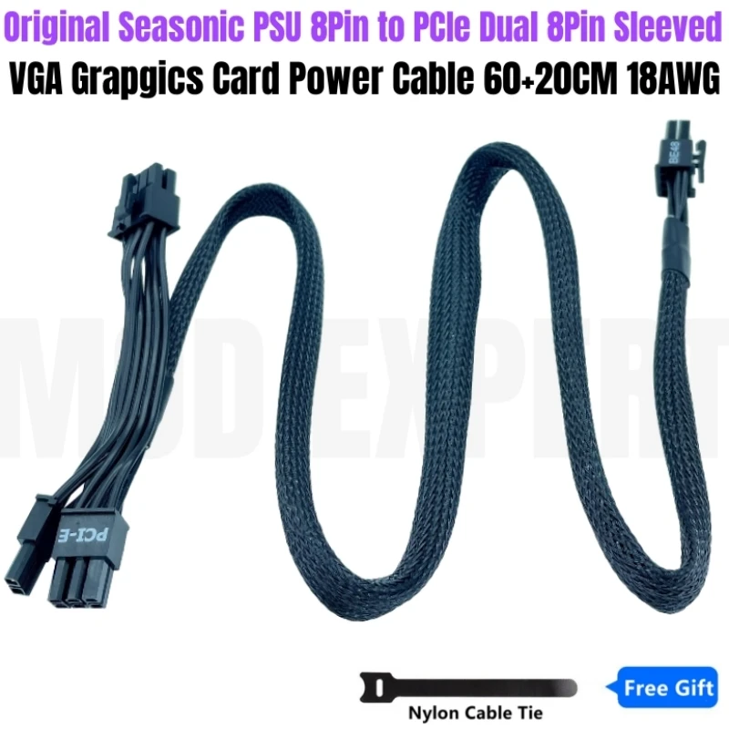 Kabel listrik 2x8Pin 6 + 2Pin PCIe VGA asli, jaring kabel daya untuk SSR-850FM seasonik, 750FM, 650FM, 550FM, 500FM, 450FM fokus emas PSU Modular