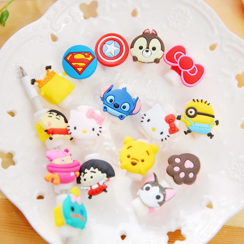 6pcs/lot Lovely Cartoon Charger Cable Winder Protective Case Saver Data line Protector Earphone Cord Protection Sleeve Wire