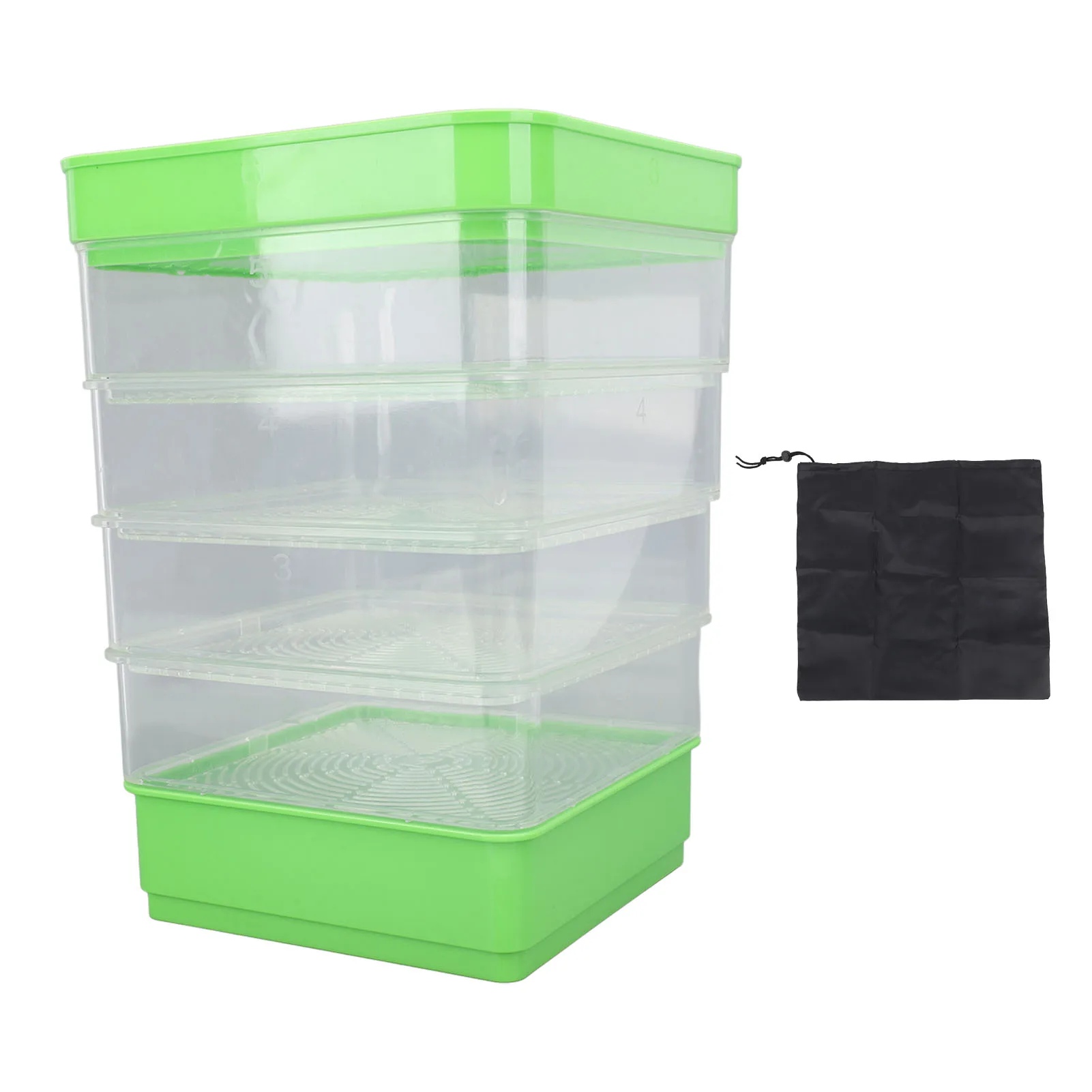 Stackable Sprouter Kit 4 Tier Space Saving Multipurpose Micro Vegetable Growing Tray for Bean Sprouts Microgreens Growing Kit