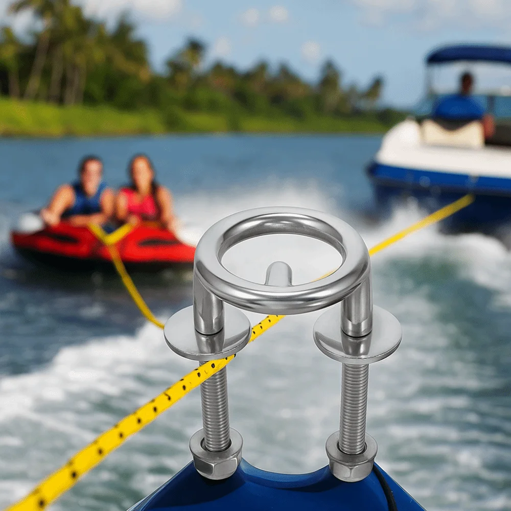 Stainless Steel Water Ski Tow Ring Tow Bar Marine Grade Marine Tow Hook Durable Construction Rust-Resistant Skiing Tubing Hook
