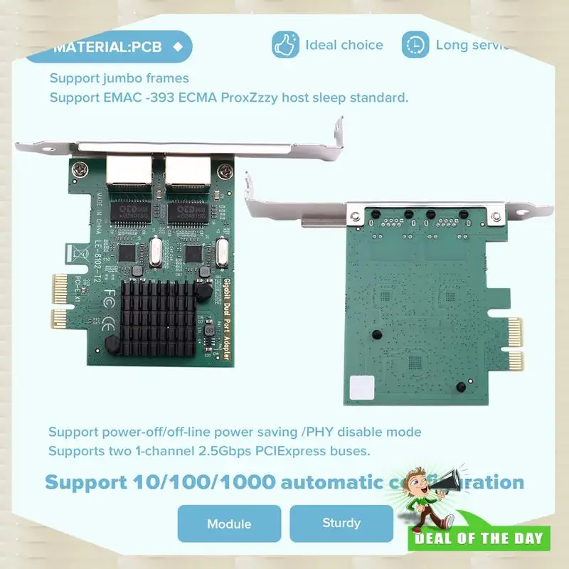 

24-часовая доставка Pcie 1G NIC PCI-E X1 Сетевая карта 10/100/1000 Мбит/с 2 порта RJ45 Lan Gigabit Ethernet Серверный адаптер PCI-E RTL811