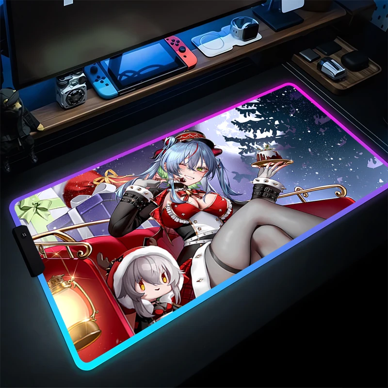 

Mouse Pad Carpet RGB Laptop PC Anime Gamer Keyboard Pad Kawaii Apricot Mousepad LED Laptop Edge White Tassel Rubber Table Mat
