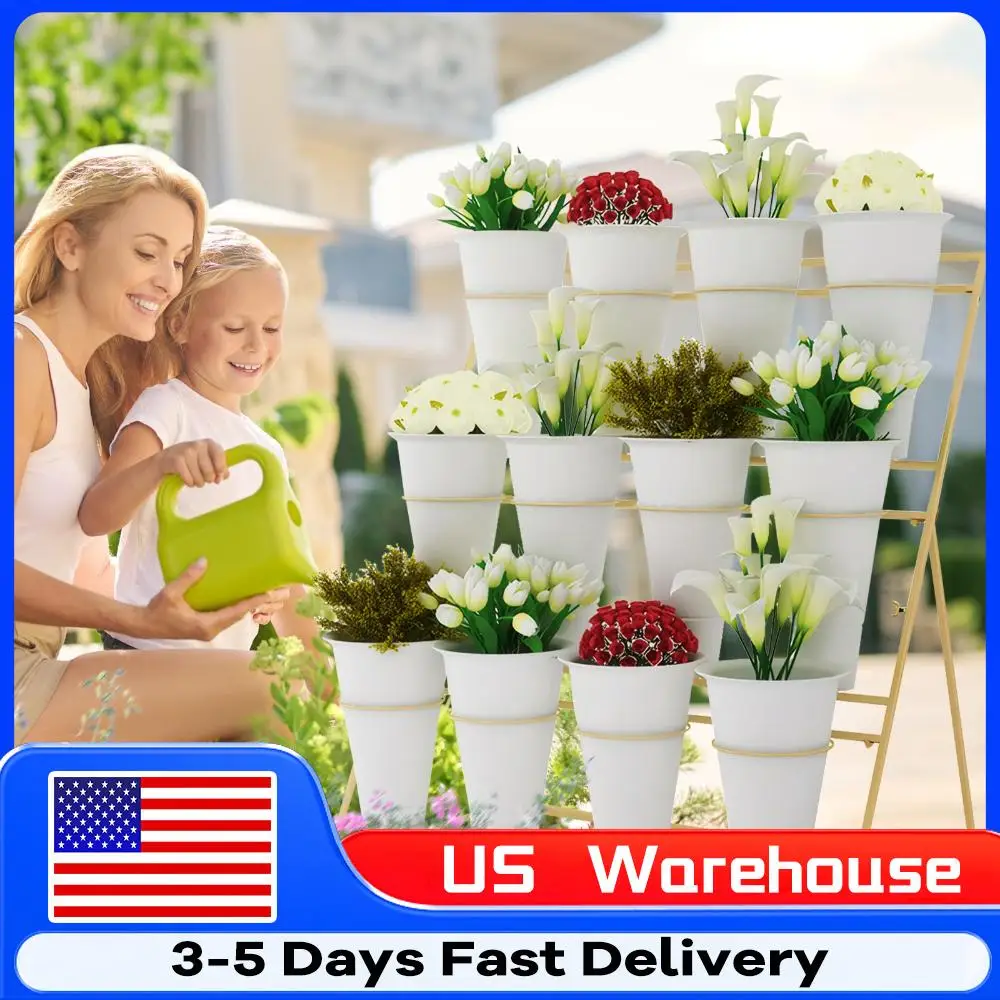 

Набор из 12 конических подставок-ведер для цветов, пластиковые, большой емкости, для балкона и сада