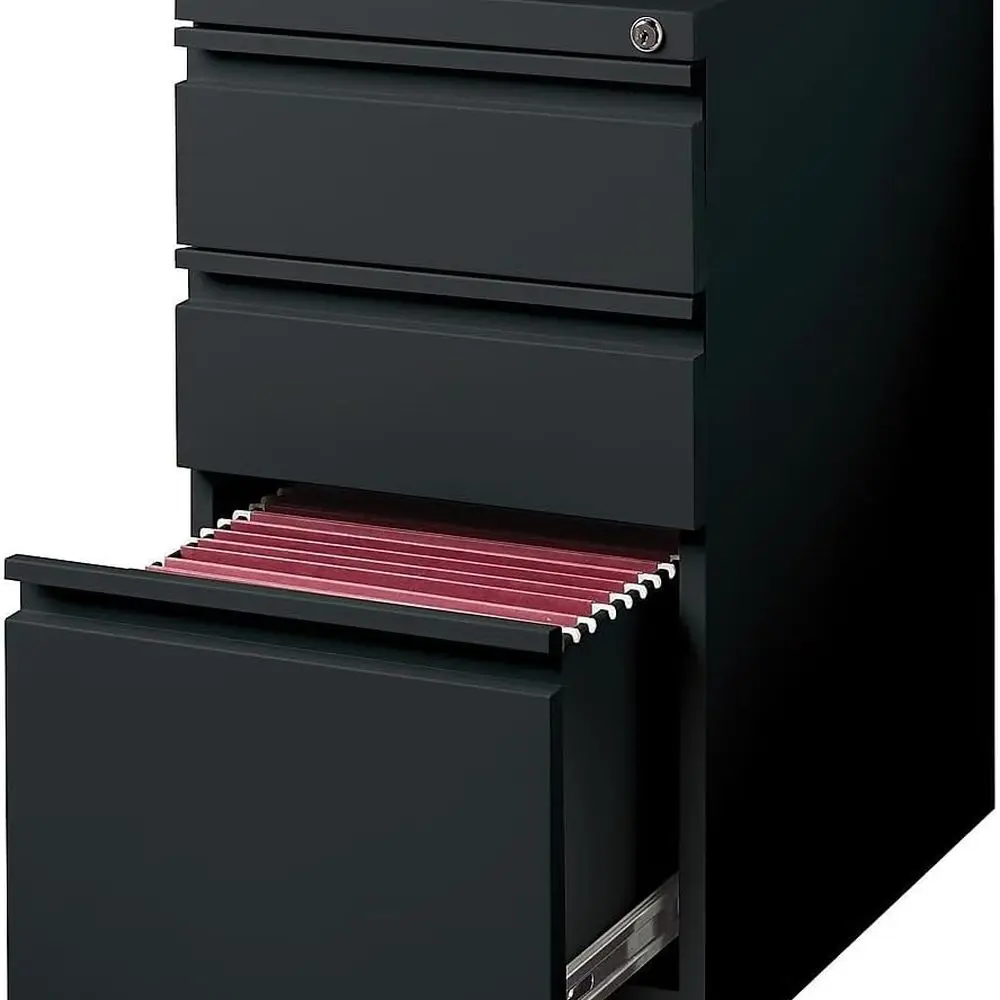 خزانة لحم العجل ذات 3 أدراج قابلة للقفل باللون الأسود لملفات حجم الحروف، 19.88 × 15 × 27.75