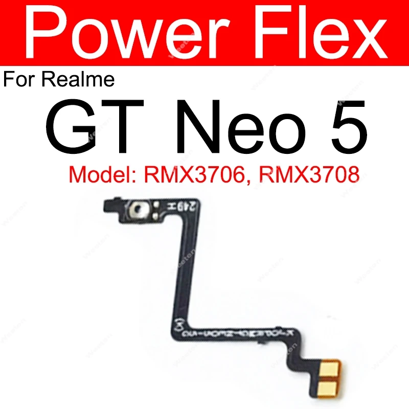 For Realme GT 2 3 Neo 3 3T 5 5Se GT2 Master Volume Power Flex Cable On OFF Power Volume Buttons Flex Ribbon Parts