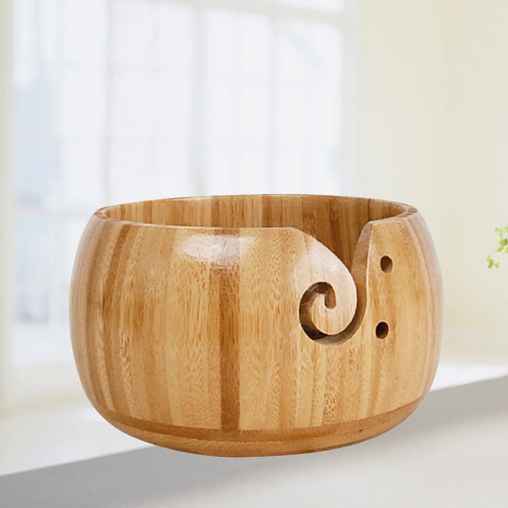 

Wooden Yarn Bowl Storage Organizer Premium Wood Material Crochet Yarn Holder Swirl Knitting Accessory No Lid Crochet Storage