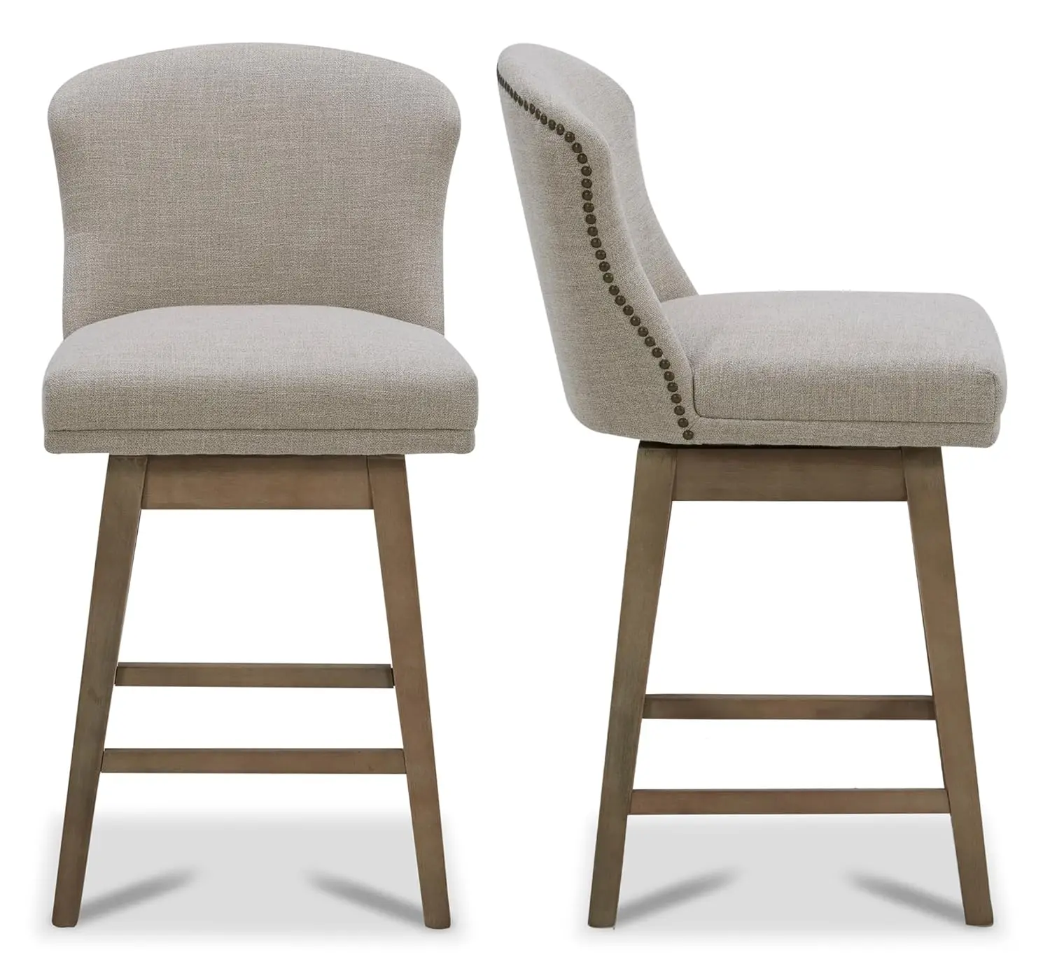 

Counter Height Swivel Barstools, Upholstered Performance Fabric Bar Stools Set Of 2, 26" Seat Height,, Customized