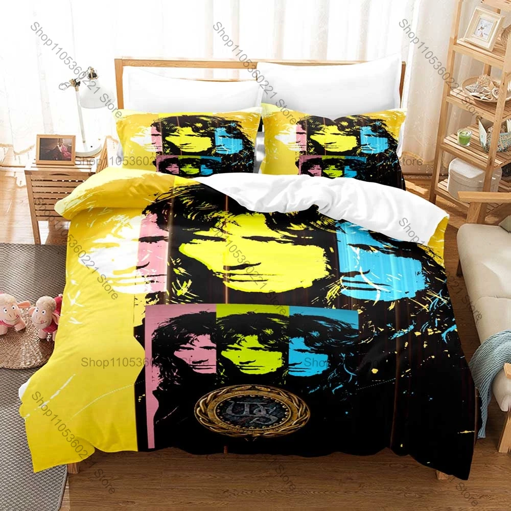 WHITESNAKE Rock Style 3PCS Bedding Set Cozy Microfiber Printed Bed Linens Durable Duvet Cover Pillowcase All Season Bedroom Use