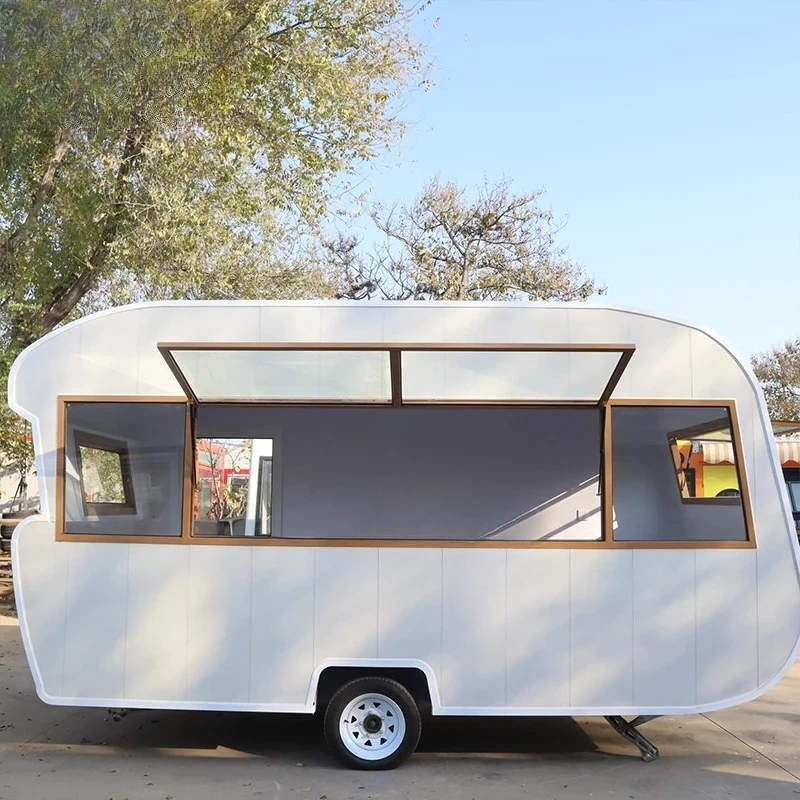 Customized American Standard Vintage Mobile Coffee Beer Bar Food Trailer Retro Mobile Boba Tea Food Truck For Sale