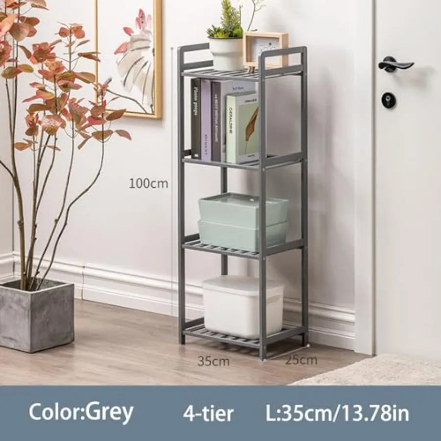 Бамбуковая полка, 4-уровневый книжный шкаф, полки для хранения, небольшая книжная полка, многофункциональная полка для хранения, витрина для ванной комнаты, кухни