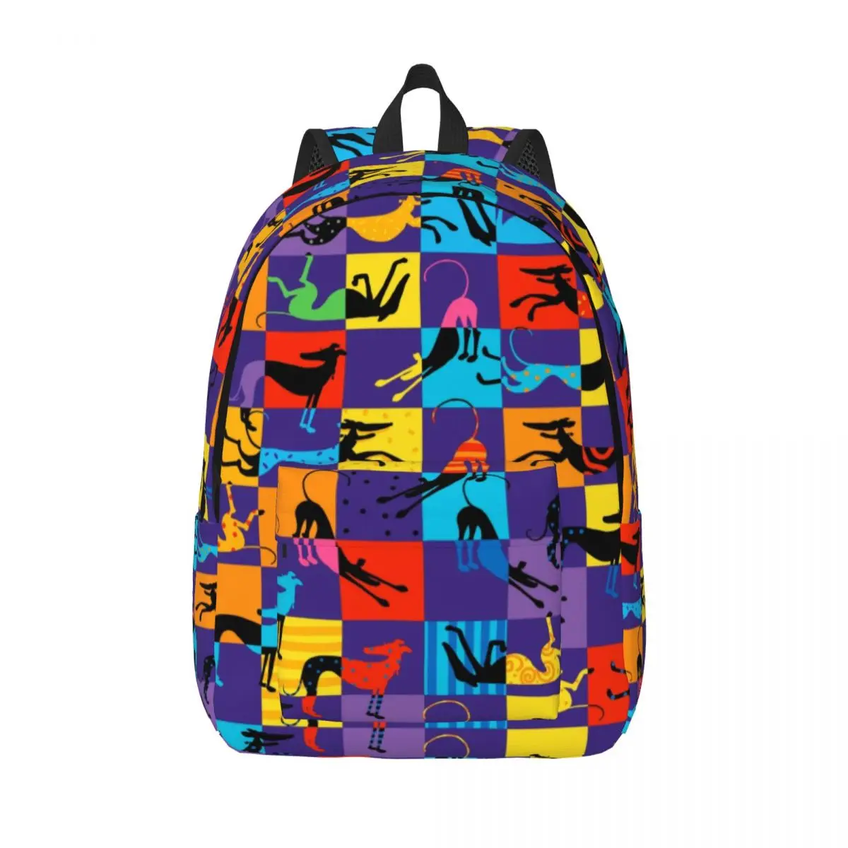 Custom Pop Hounds Lurcher Canvas Backpack Greyhound Whippet Sighthound Dog School College Travel Bag Bookbag Fits 15 Inch Laptop