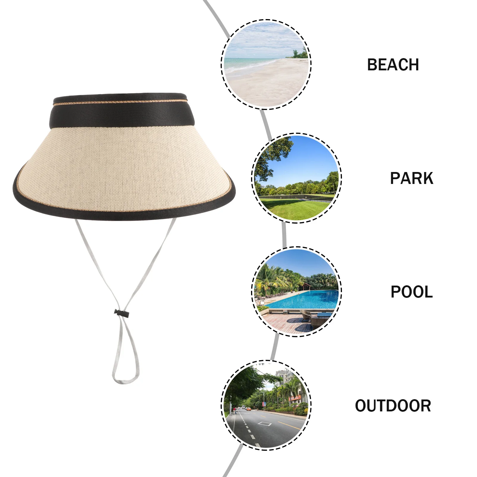 

Summer Sun Hat Women Wide Brim Beach Straw Woven UV Protection Foldable Hollow Top Hats Lightweight Cool White