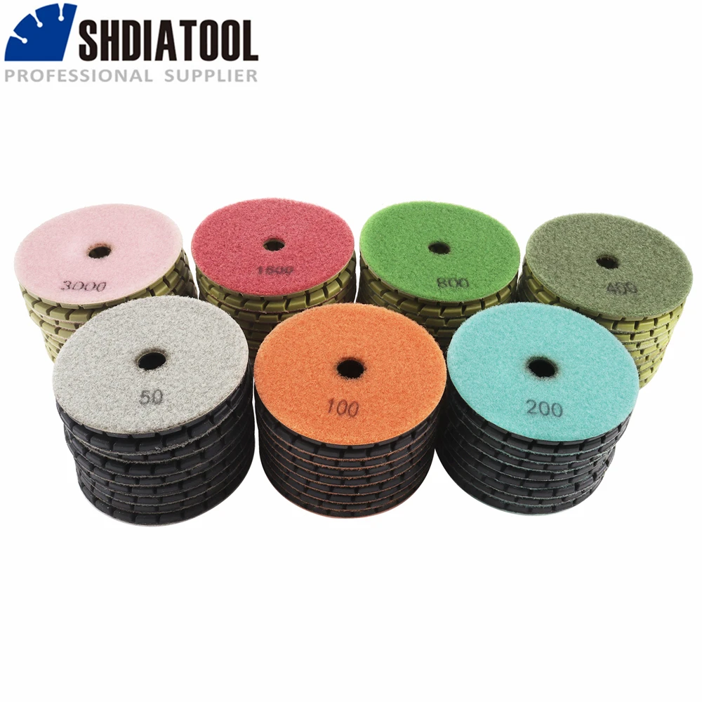 SHDIATOOL 4inch 7sets/63pcs concrete diamond polishing pads floor Renew Sanding Discs