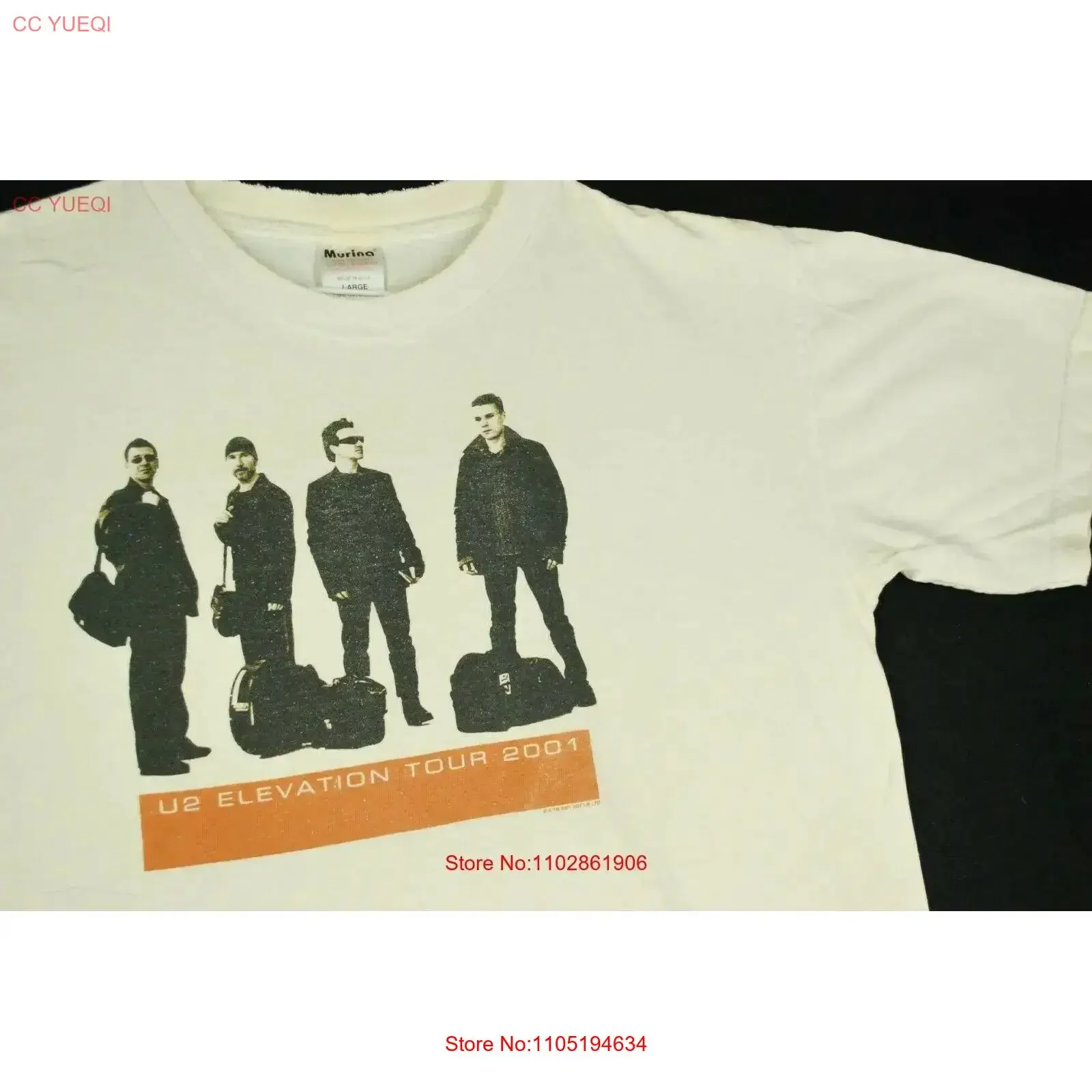 Vintage Y2K U2 Elevation Concert Tour Rock Band T Shirt 2001 Distressed White L vintage Washed graphic Unisex designer clothes