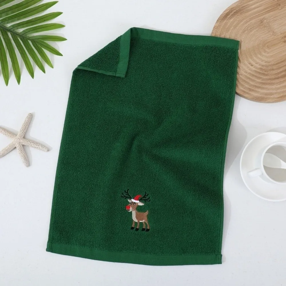 3/4Pcs Quick Dry Merry Christmas Kitchen Towels Embroidered Absorbent Christmas Face Towel Soft Cotton Santa/Elk