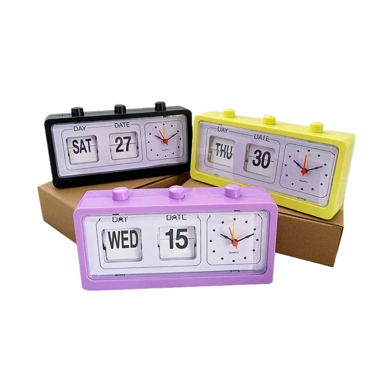 Silent Vintage Flip Clock With Alarm & Dateretro Digital Desk Clock Auto-flip Mechanism Week Display,home Office Bedroom Decor