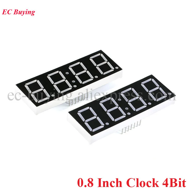 

2pcs 0.8 Inch 0.8" 4Bit 7 Segment Display Clock Digital Tube Common Cathode Segment LED Red DIY 7Pin Electronic Board