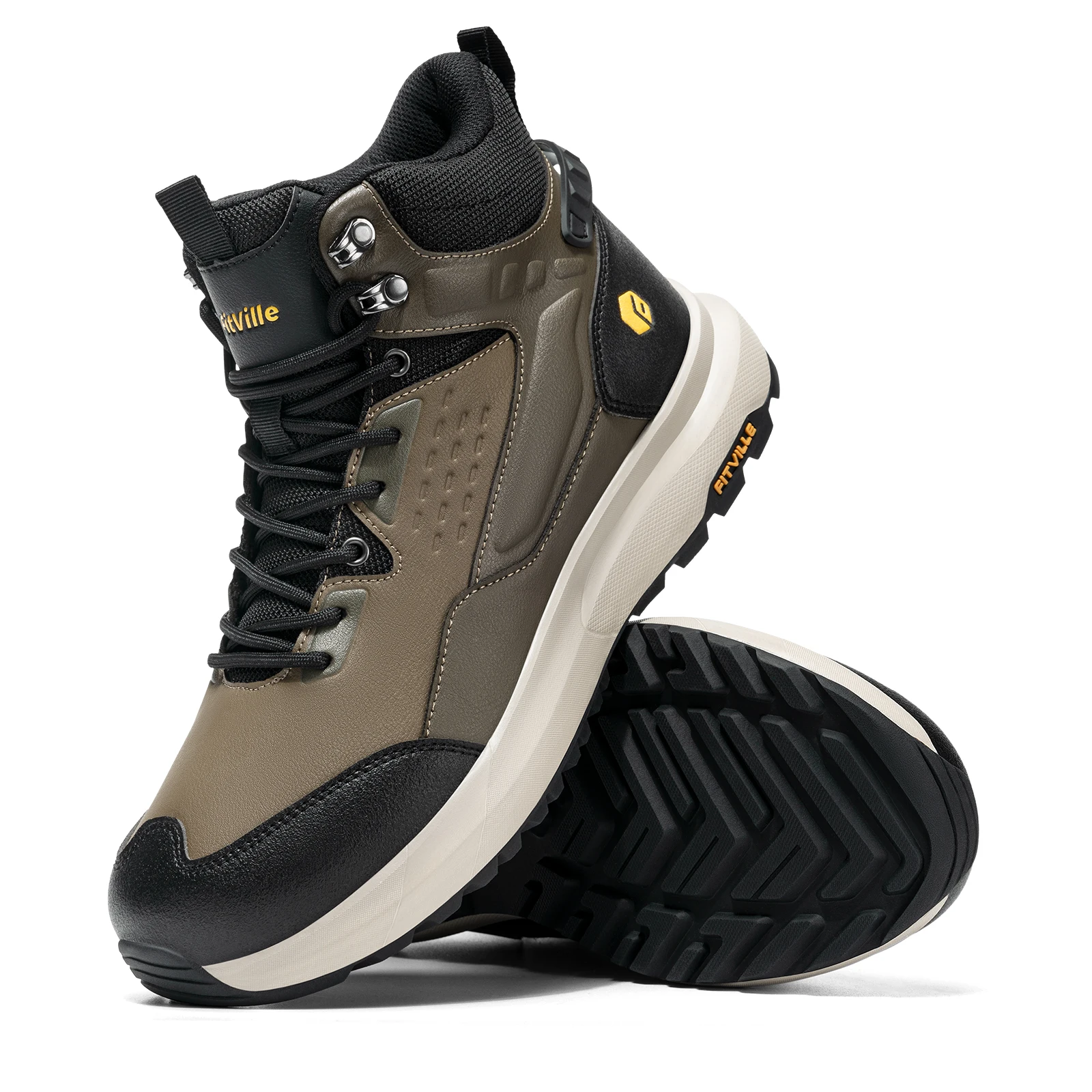 Fittington أحذية المشي للرجل الكاحل أحذية التنزه منتصف العجل الأحذية الدانتيل يصل Ventilat دعم عدم الانزلاق الرحلات في الهواء الطلق الأحذية