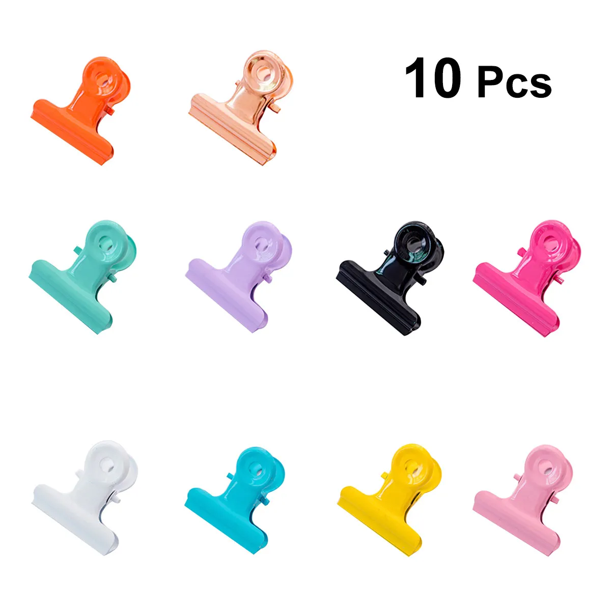 10Pcs Round Metal Clips Candy Color Heavy Duty Paper File Invoice Photo Ticket Organizer Home Office Kitchen Sealing Clip