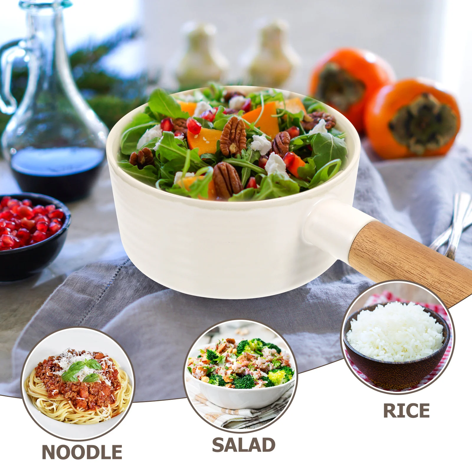 

Anti-Scald Large Soup Bowl Ceramic Deep Cereal Bowl For Noodle Ramen Salad Fruit Reusable Kitchen Supply