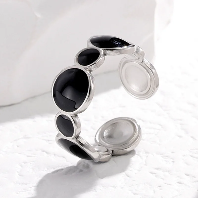 18K Gold Plated Minimalist Ring Titanium Steel Adjustable Open Stackable Ring for Women Unique Dainty Everyday Jewelry No Fade