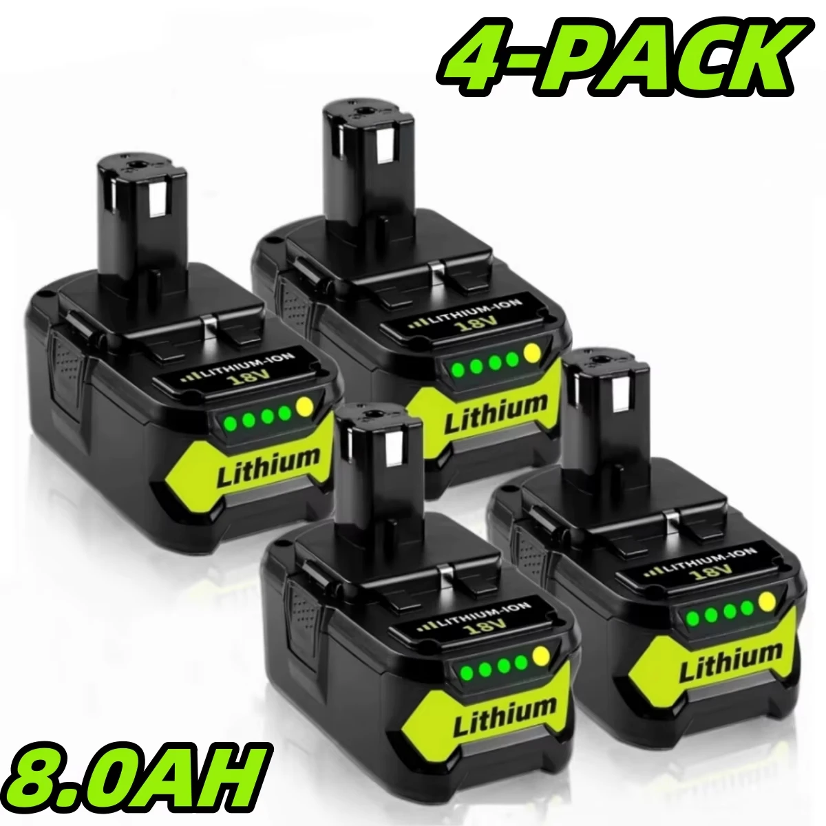 

Ships Locally from the USA | Replacement Battery 8.0Ah 18V | High Capacity 8000mAh | Compatible with Ryobi 18V ONE+ Series