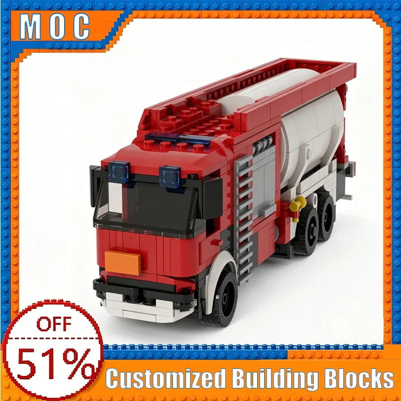 

539 Parts Heavy-Class Snow-Powder Fire Truck Model Building Blocks Assembly Educational Toy Creative Collection Birthday Gifts