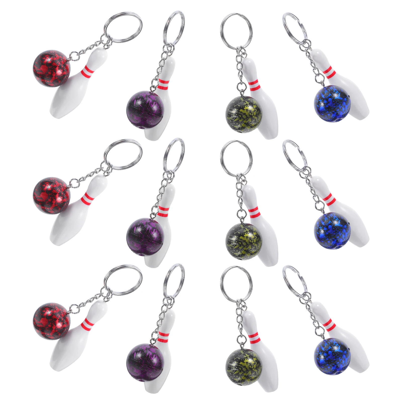 

12 Pcs Bowling Keychain Gift Bowling-pins Souvenirs Mini Embellishments Metal Ball Charm Charms