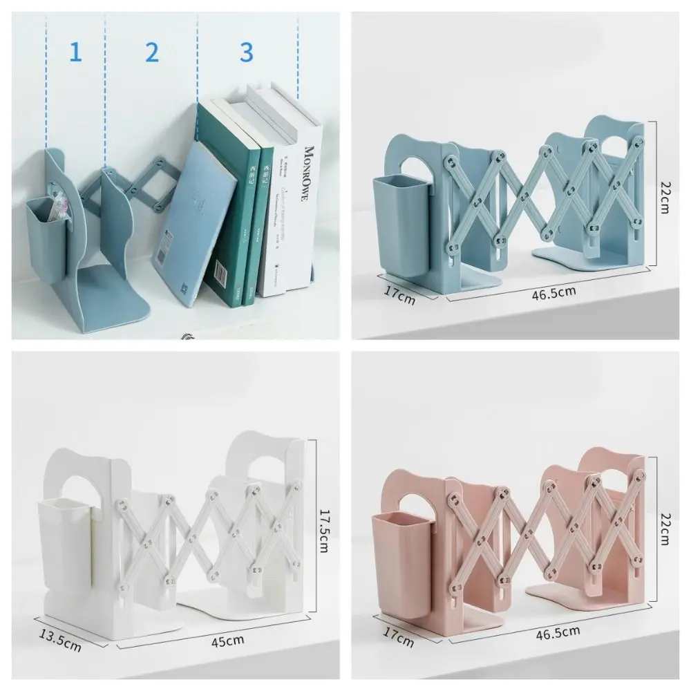 

with Pen Holder Retractable Bookends Save Space Fixed Book Clip Adjustable Bookshelf Stationery Simple Divider Book Stand