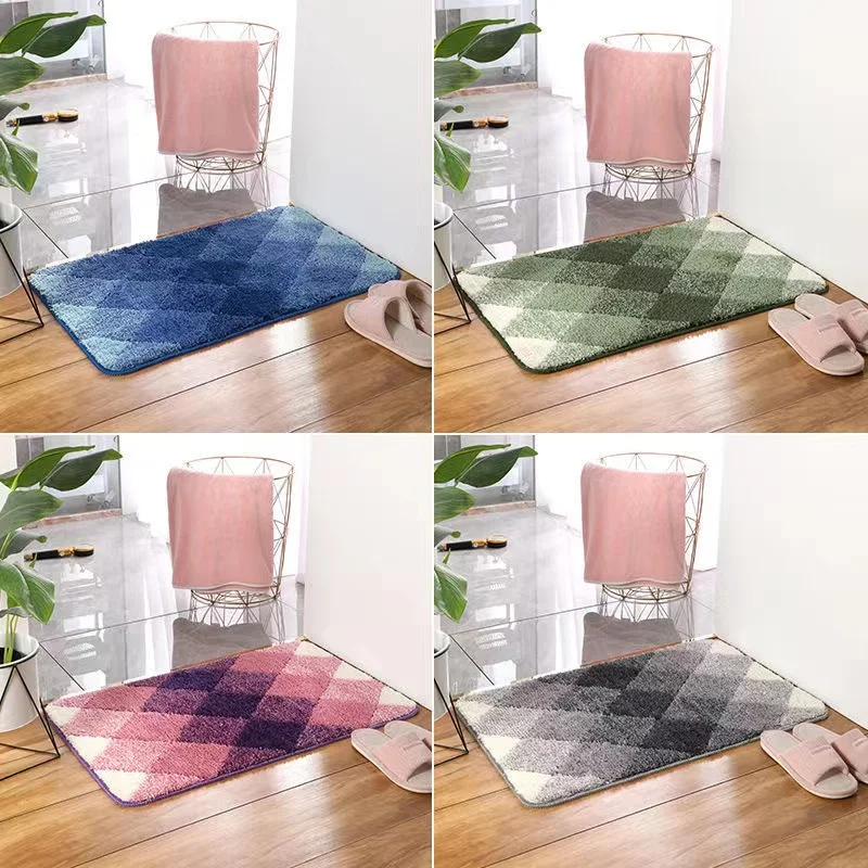 

Flocking Bath Mat Anti Slip Dorrmat Bathroom Carpet Strong Water Absorption Floor Area Rugs for Shower Room Geometry 40x60cm