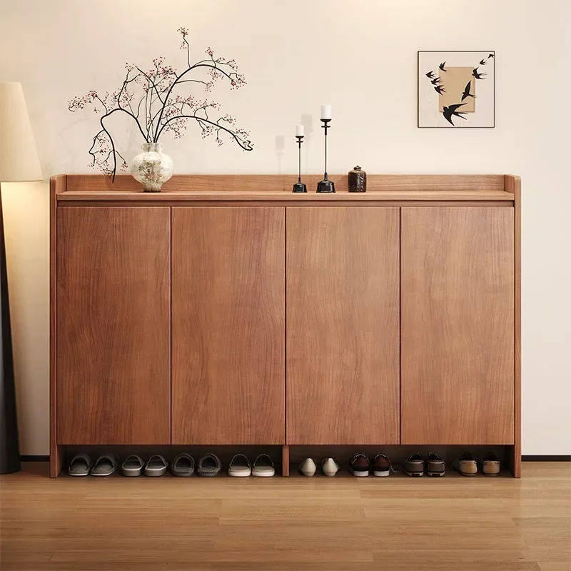 New model Solid wood shoe cabinet New Chinese-style household large-capacity storage porch cabinet dust-proof shoe rack