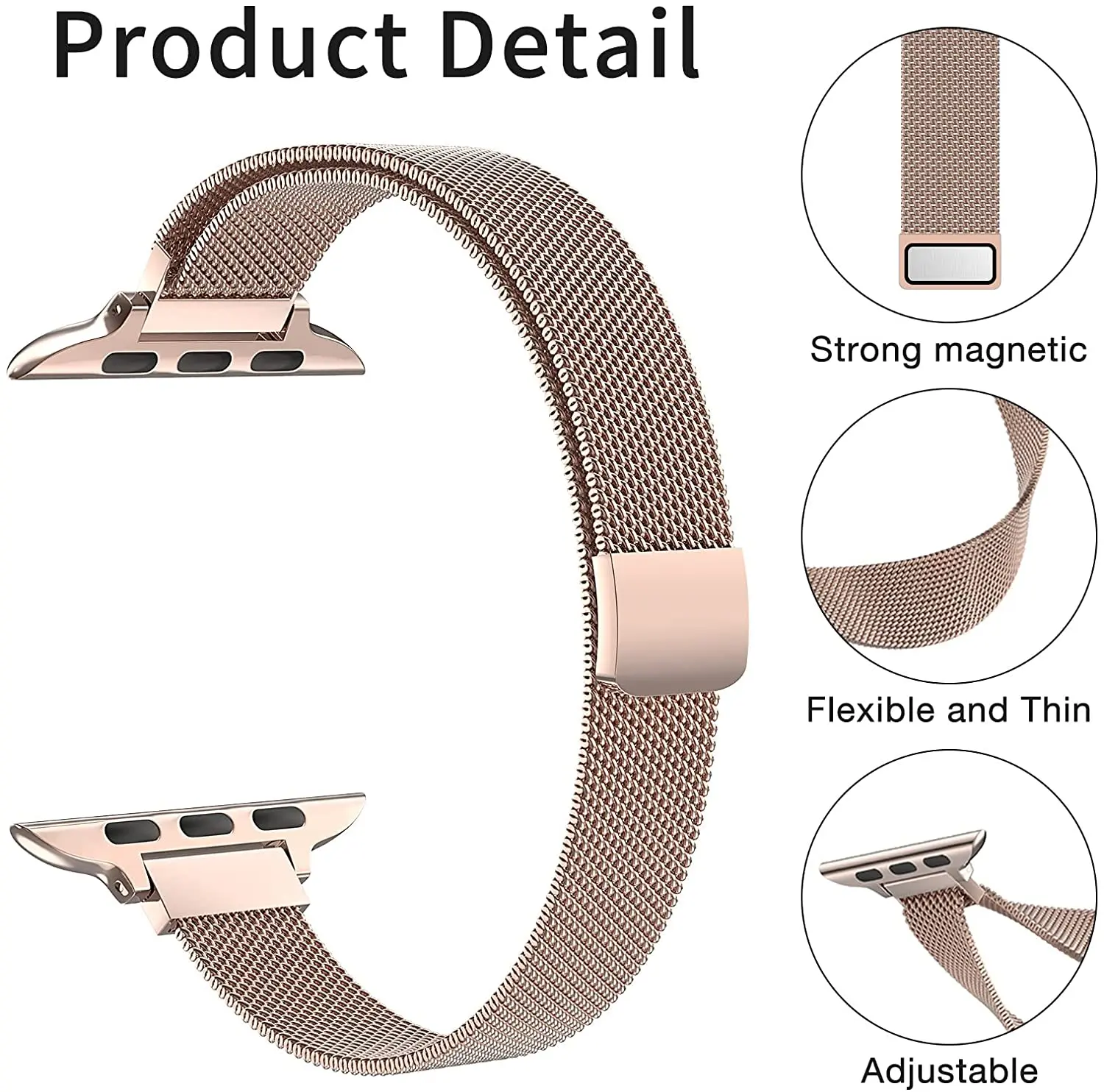 Milanese Loop Strap For Apple watch Band 40mm 44mm 41mm 45mm 42mm 49mm 38mm Slim bracelet iWatch series 3 5 4 6 se 7 8 ultra 2 9