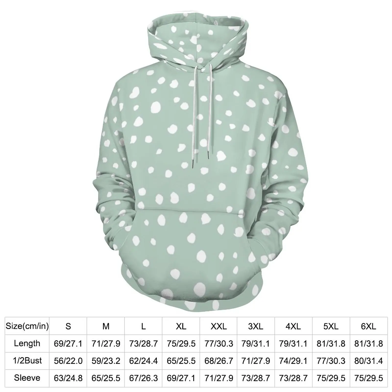 Dalmatian Spots Loose Hoodies White Dots Print Y2k Hoodie Male Long Sleeve Oversized Casual Pattern Sweatshirts