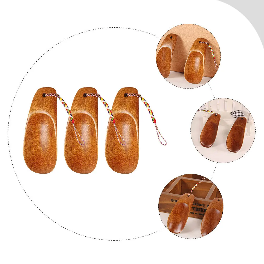 

3Pcs Wooden Shoe Horn Small Short Handle Lifter Tool Safe Durable Easy to Use for Home and Travel Small Shoe Horn