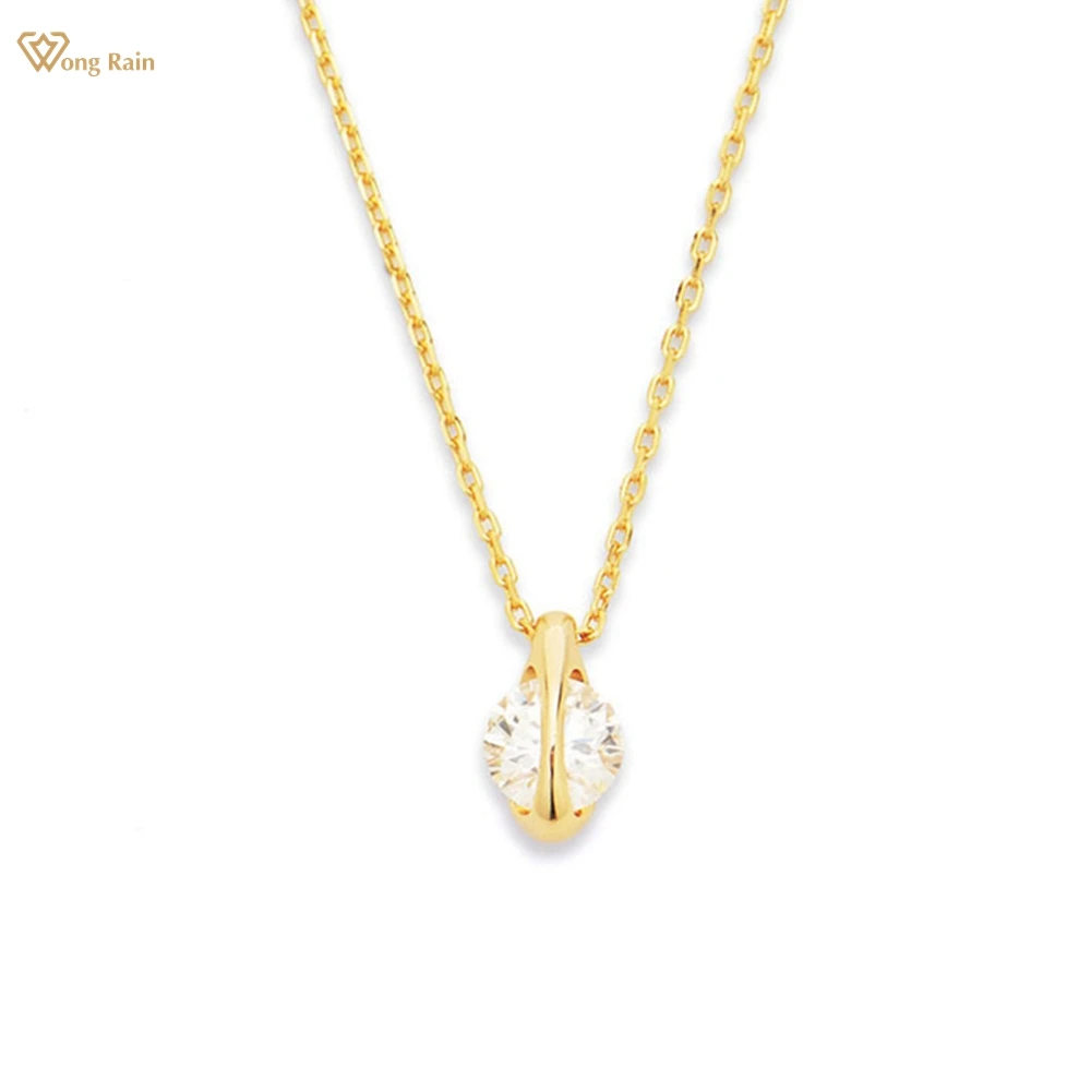 

Wong Rain Solid 925 Sterling Silver Round Cut Lab Sapphire Gemstone Anniversary Gifts Pendant Necklace Fine Jewelry Wholesale