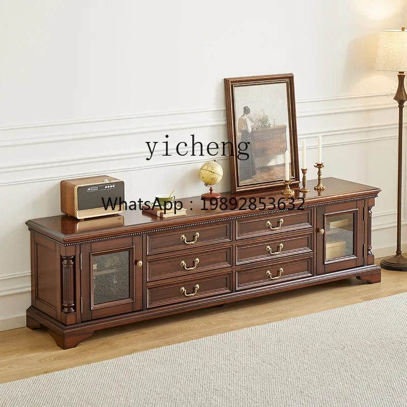 DD all solid wood TV cabinet Living room furniture 2.2 meters TV cabinet Video storage locker