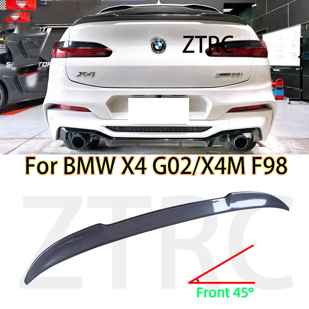 

Car Spoiler For BMW X4 G02/X4M F98 CS Style Real carbon fiber material Rear Spoiler Trunk wing 2018-2024 Glossy black