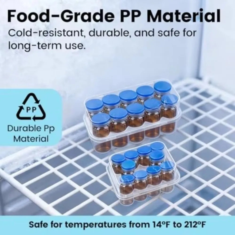 1Pc Durable 3ml Capacity Peptide Case Stackable Transparent Vial Storage Case Freezer Tube Box Peptide Storage Box