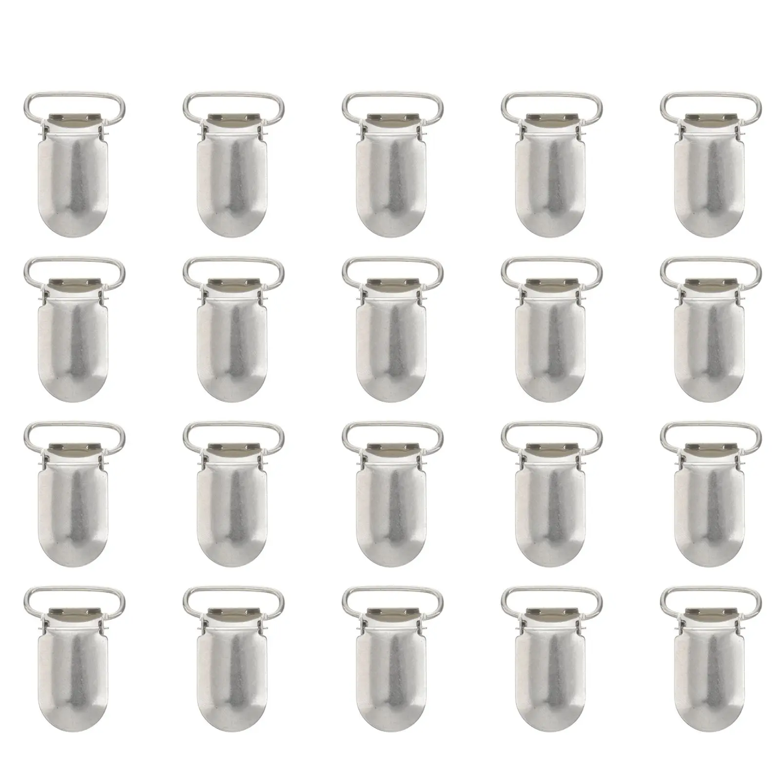 

20pcs Pacifier Suspender Clips For Pacifier Duckbill Buckle Metal 32mm Silver Suspender Clips Baby Bib Toy Craft Sewing
