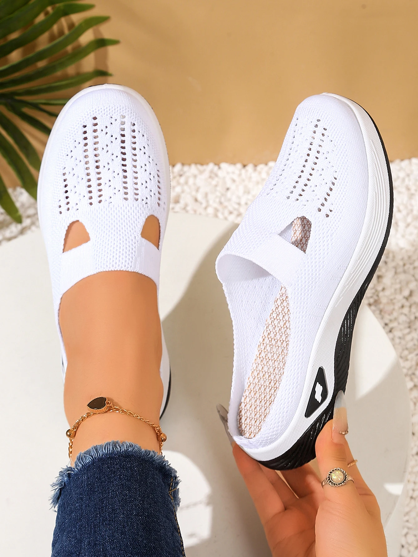 Zapatos de mujer Conveniente y cómodo en casa, un pie con ventilación y media zapatilla, zapatos de verano para mujer, zapatos con envío gratis