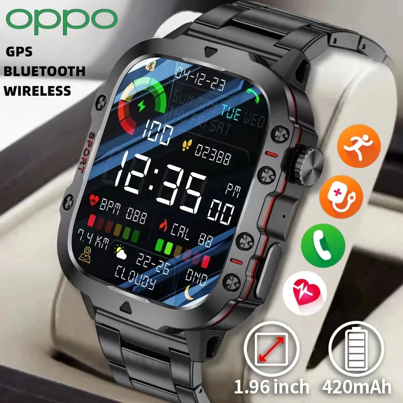 OPPO военные умные часы для мужчин IP68 5ATM спорт на открытом воздухе фитнес-трекер водонепроницаемый GPS-монитор 1,81-дюймовый BT вызов для Android IOS